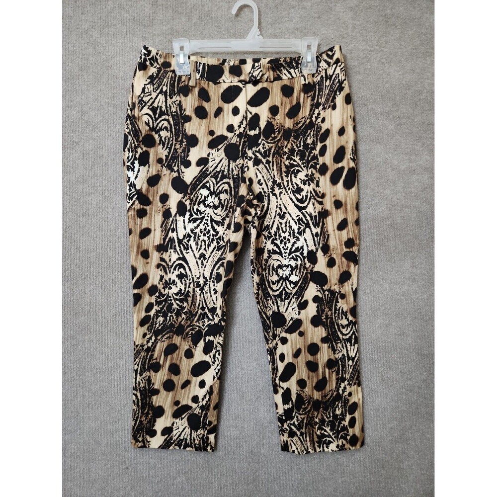 Chicos So Slimming Capri Pants Womens 1.5 US 10 Brown Patterned Stretch